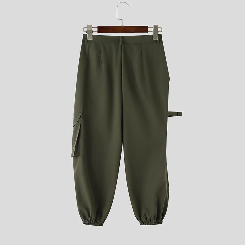 INCERUN Men Pants Solid Button Hollow Out Fashion Cargo Pants For Man Streetwear Joggers 2026 Fashion Casual Trousers Pantalones