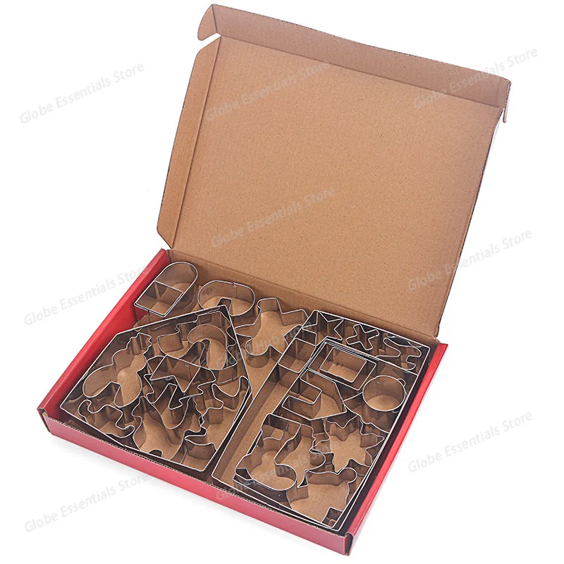 28-Piece Set Stainless Steel 3D Christmas Cookie Cutter Baking Tools Gingerbread House Design Popular