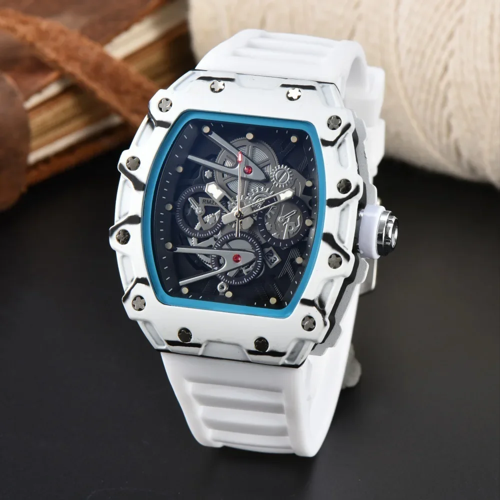 2025 New Multi-Layered Wave Pattern Business Quartz Calendar Pointer Watch Barrel Shape Dial No Buckle Type Handmade Wristwatch