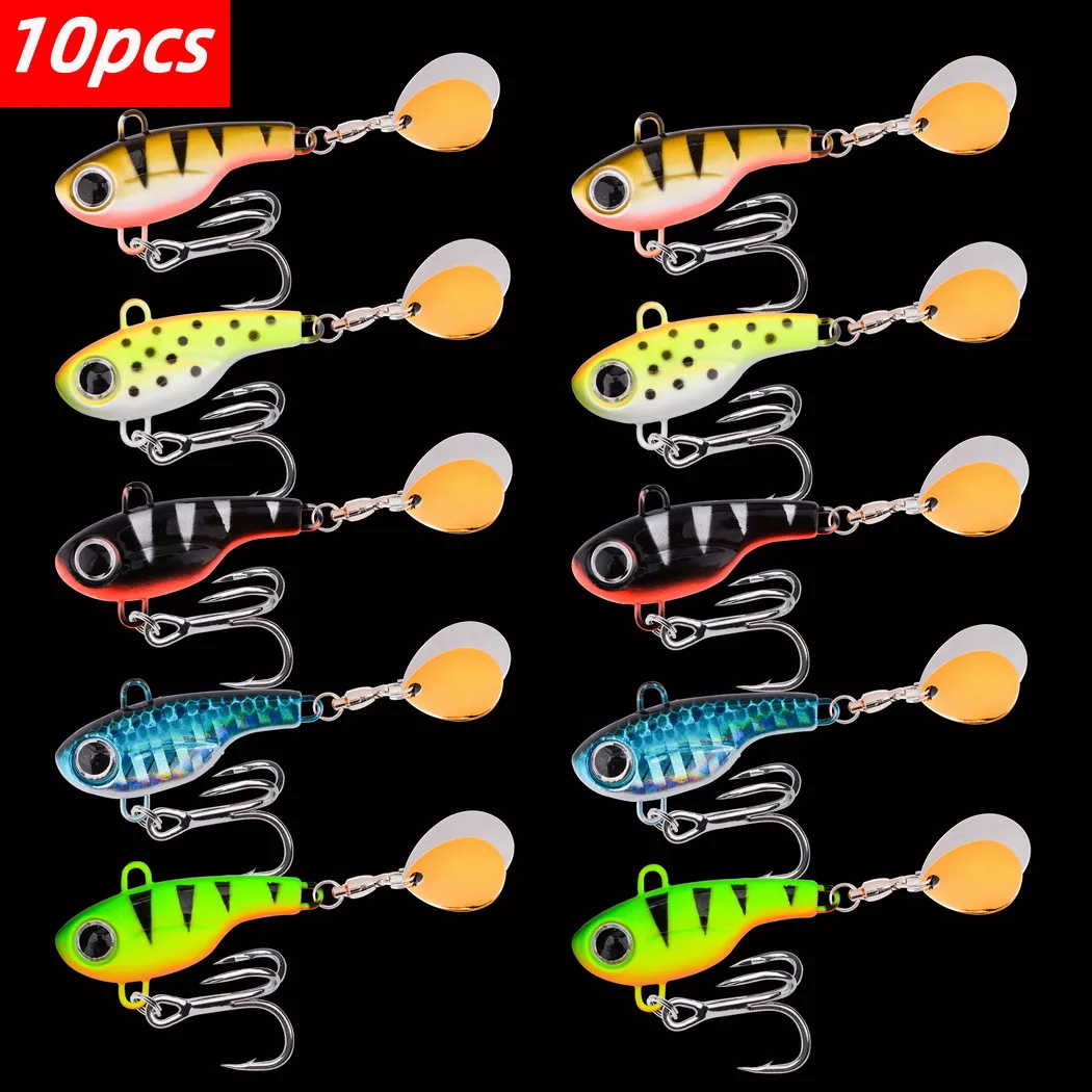 

10PCS 5g 8g 11g 14g 20g Spinner Bait Metal VIB Fishing Lure Rotating Tail Vibration Sequins Japan Wobbler Trolling Bait Pesca