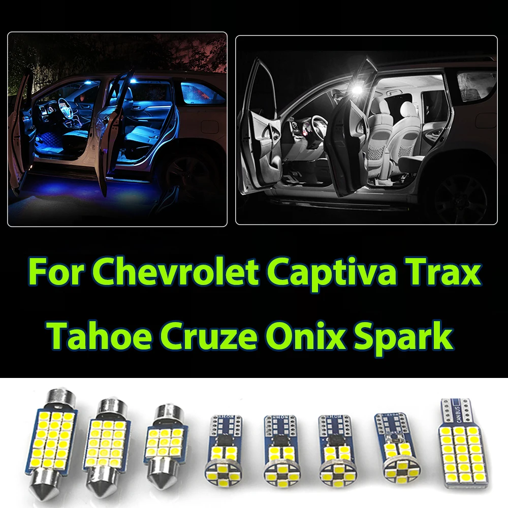 Lâmpadas LED para Carros Chevrolet Captiva, Trax, Tahoe, Cruze, Onix, Spark, Acessórios para Luz de Leitura Interna e Luz de Placa