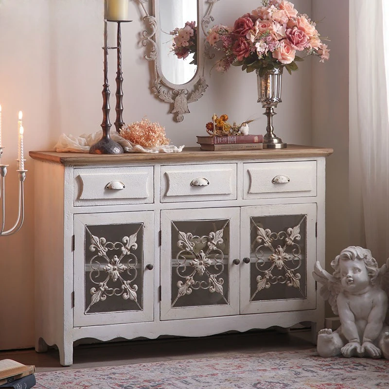 American rural retro entrance decorative cabinet old carved living room storage cabinet home shoe cabinet B & B dining side