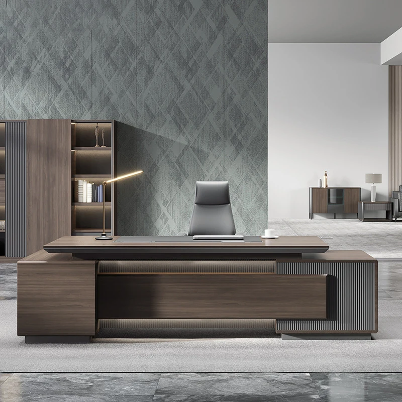 Elegant Modern Office Desk Set Simple Wooden Panel Executive Desks