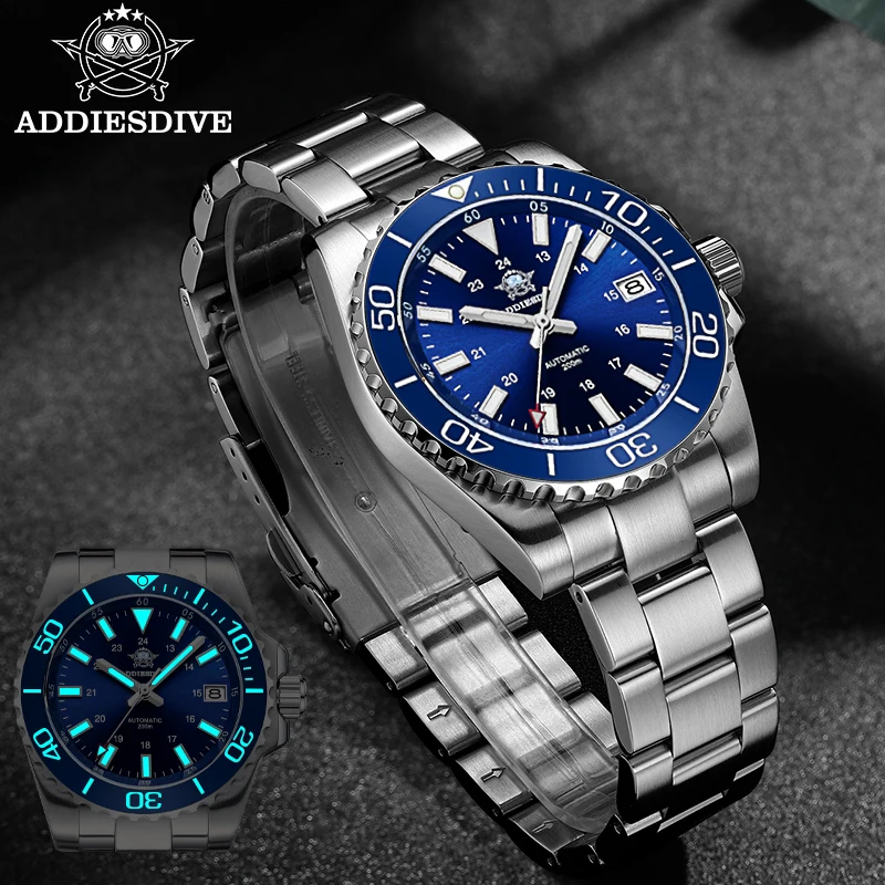 

ADDIESDIVE Top Brand Diver Watch 316L Stainless Steel 200M Diving Sapphire Glass Luminous Men Automatic Mechanical Watches reloj