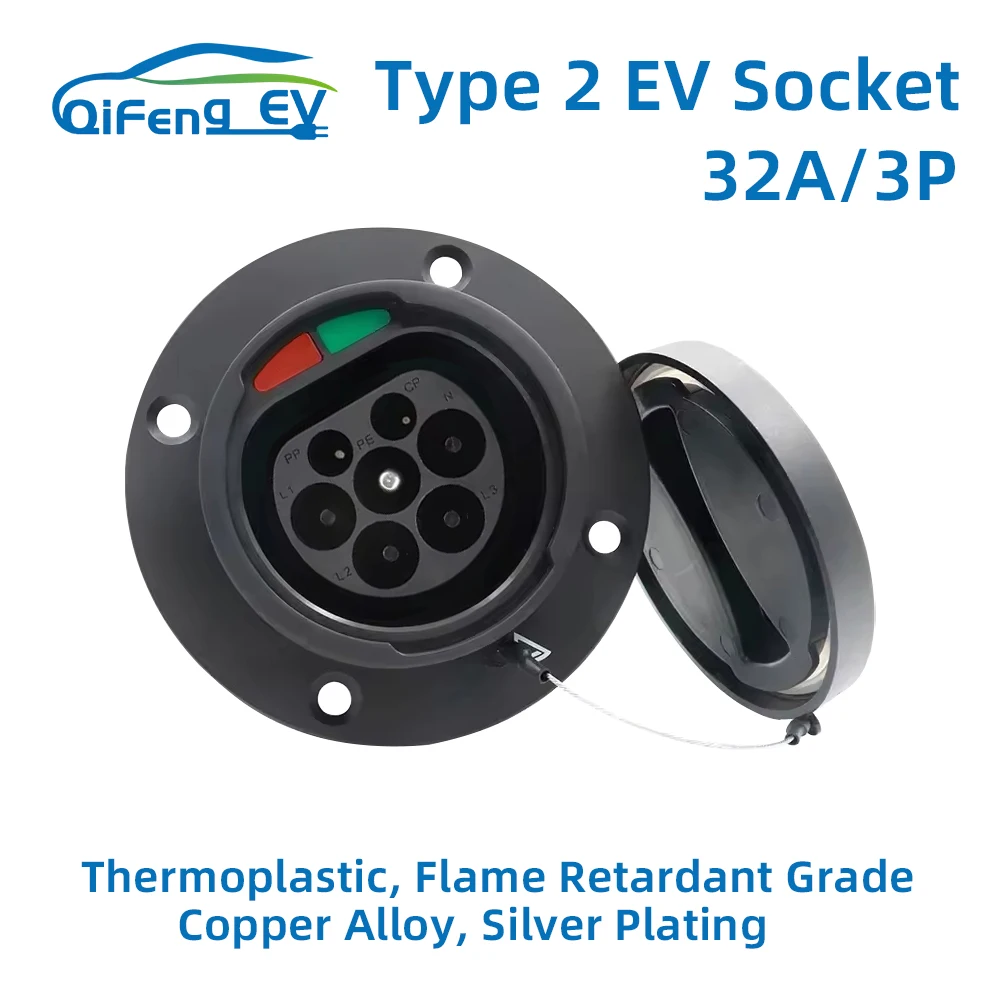 

QiFeng EV 32A Three Phase Electric Vehicle Outlet EV Charger Socket Car Side EV Charger Connector Type 2 Iec 62196 EVSE