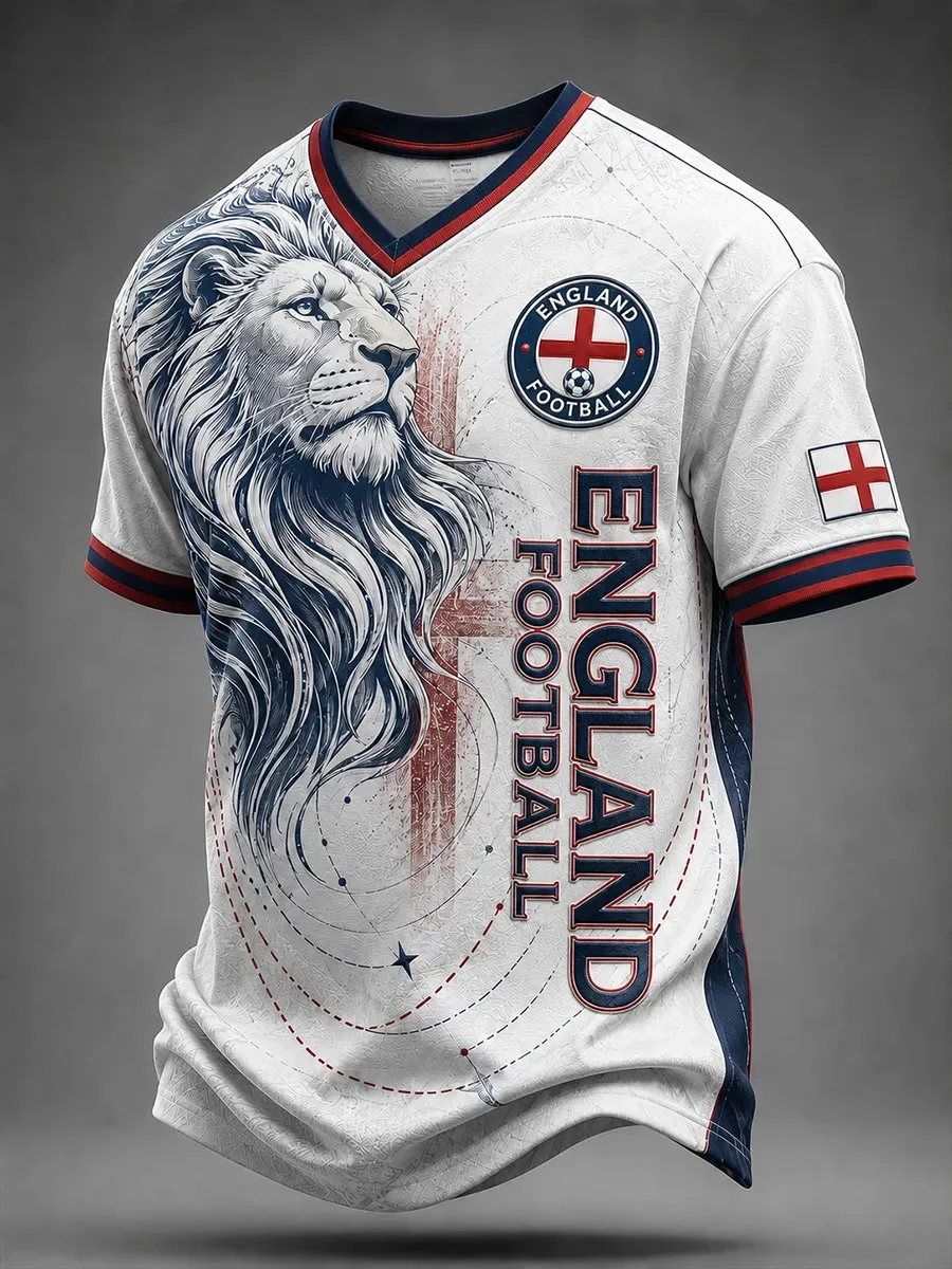 British Royal Lion Print Adult Kids Casual Football T-Shirt 2026 England Fan Support Jersey Breathable Quick-drying Soft Comfy
