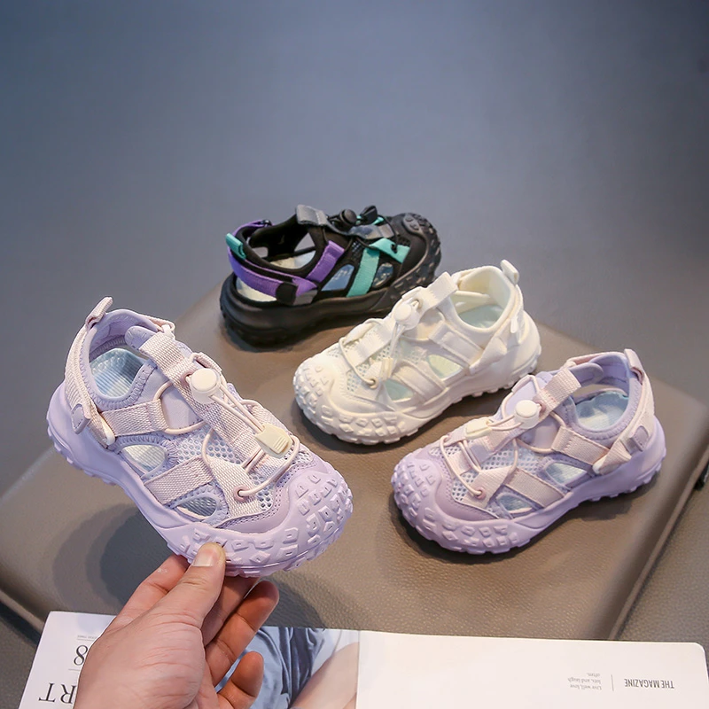Boys Girls Sports Sandals 2025 Summer Non-slip Sole Toddler Beach Shoes Hollowed-out Versatile Chic School Outdoor Play Shoes