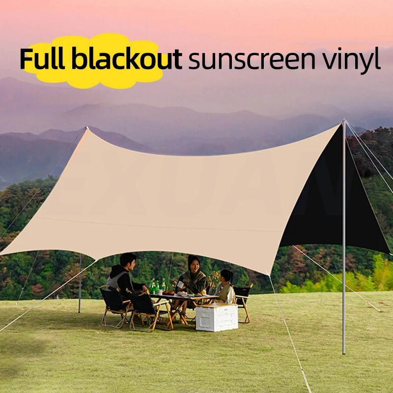 

Outdoor Camping Family Yard Gathering Equipment Portable Black Rubber Canopy Large Sun And Rain Protection Lightweight Sunshade