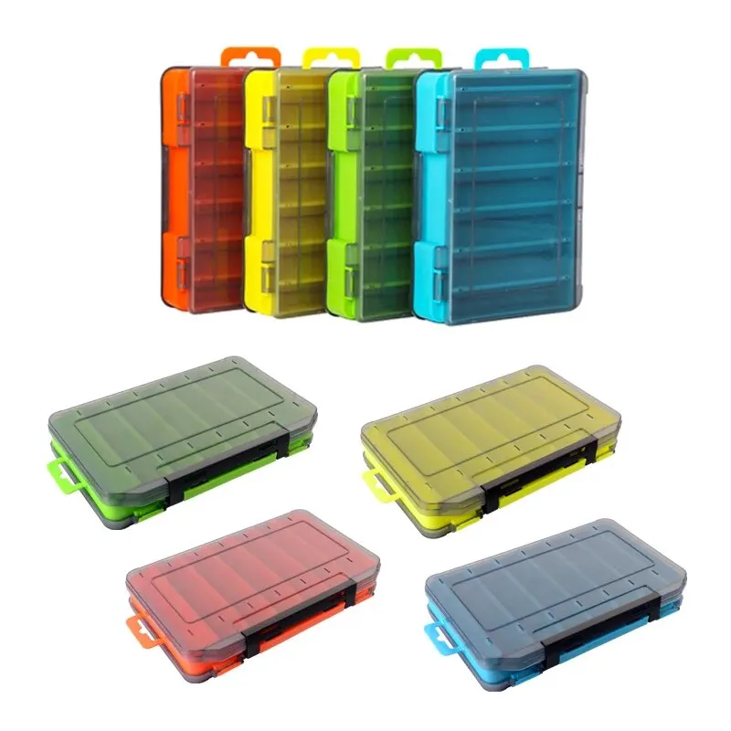 Double-Sided Fishing Tackle Storage Box for Spinners Lure Egi Tool Box Artificial Bait Case Fisherman Accessories Organizer