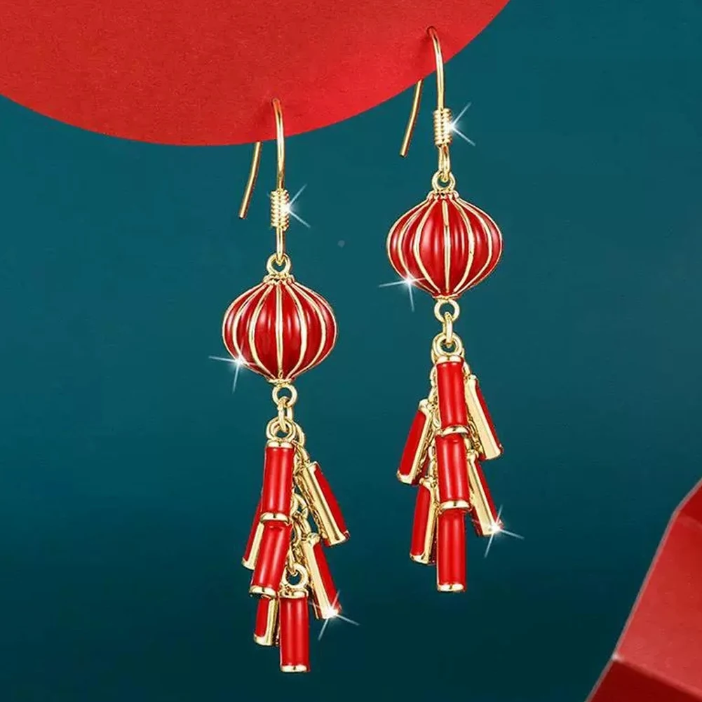 Women Lantern Firecrackers Earrings Delicate Fashionable Ears Accessories For Outdoors