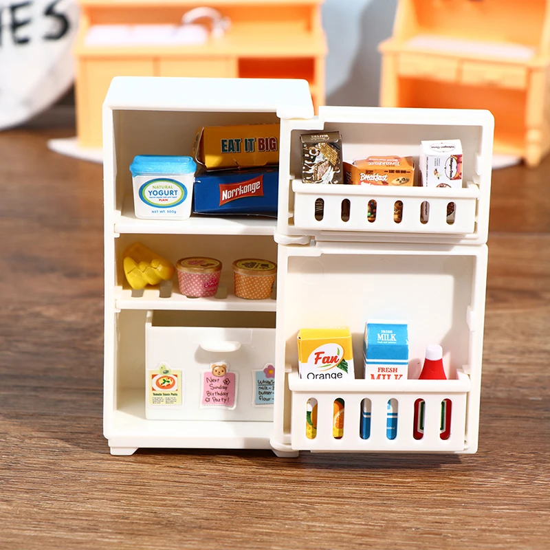 16Pcs/Set 1:12 Doll House Freezer Model White Refrigerator Kitchen Furniture Toy