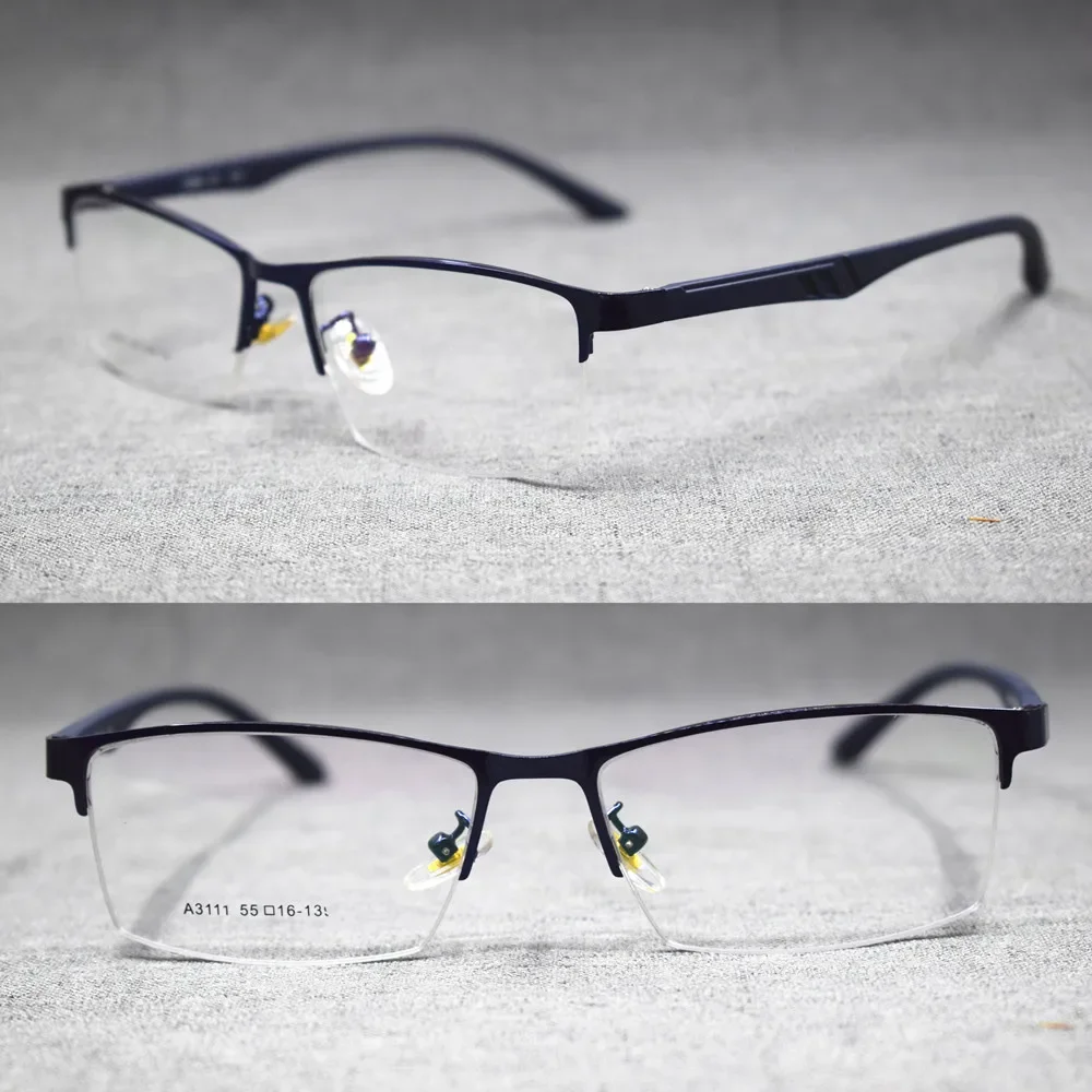 Men TR90 Lightweight Eyeglass Frames Alloy Half Rimless Metal Glasses Optical Brand New Spectacles