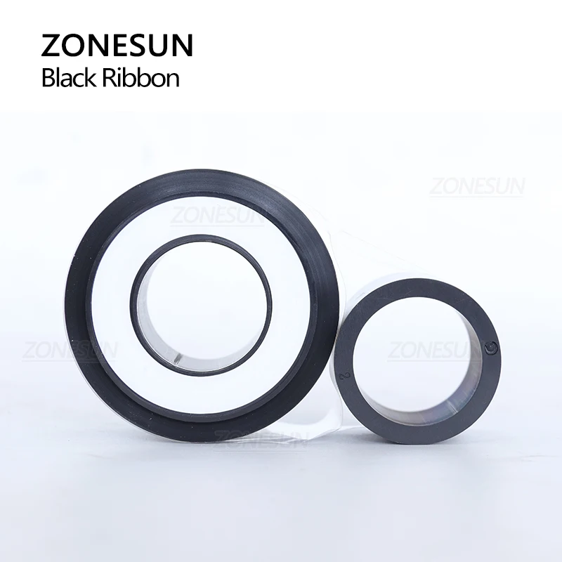 ZONESUN 200M 1 Set Pita Termal Hitam untuk ZS-DC24A Pembuat Kode Cetak Tanggal