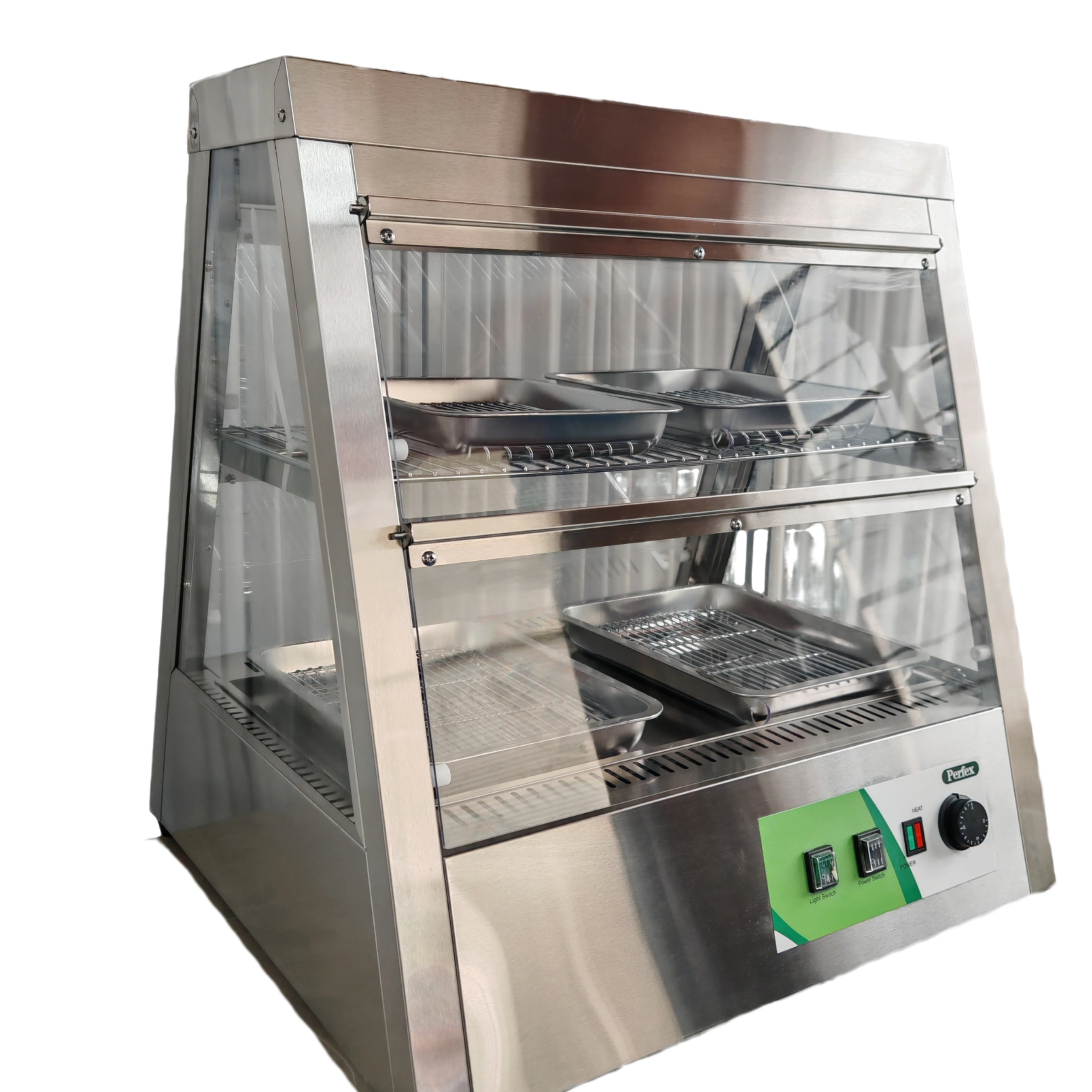2-Tier Commercial Fast Food Warmer Cabinet  Stainless Steel Food Heat Preservation Cabinet