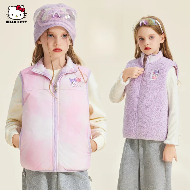 【Officially authorized】Girls Winter Vest Reversible Jacket Color-blocking Gradient Design Perfect Christmas、New Year Gift