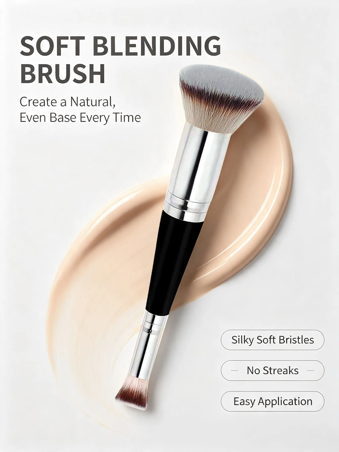 1Pc Foundation Brush and Concealer Brush Two-In-One Dual-Head Makeup Brush, Beauty Tool Made of Soft Fiber, Travel-Friendly Makeup Tool, Easy to Carry