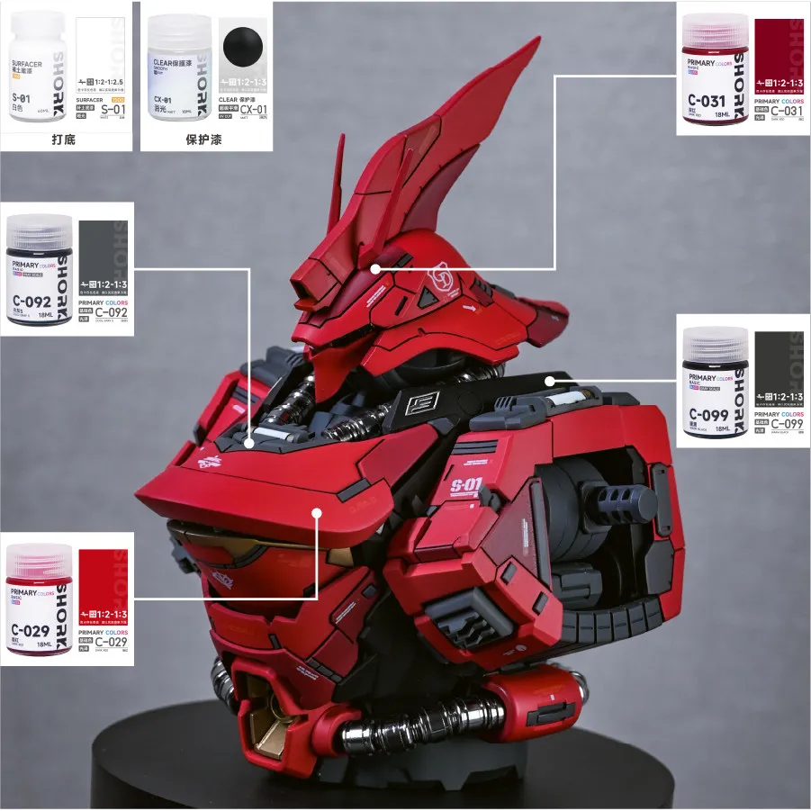 SHORK Sazabi Lacquer Coating Paint Pigment Gloss C Series Oil-based Color Model Spraying Coloring 3D Printing accessories