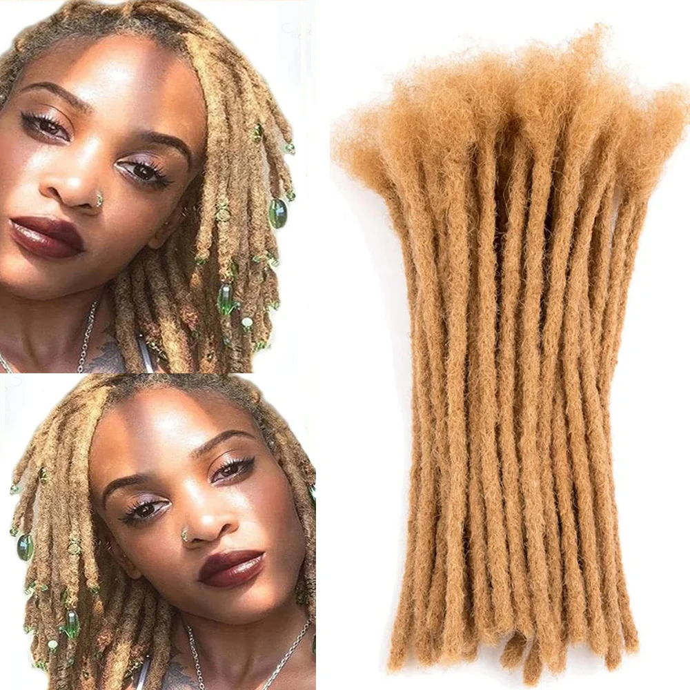 0.6cm Thickness #27 Honey Blonde 100% Real Human Hair Dreadlock Loc Extensions for Man/Women Can Be Dyed Bleached Curled