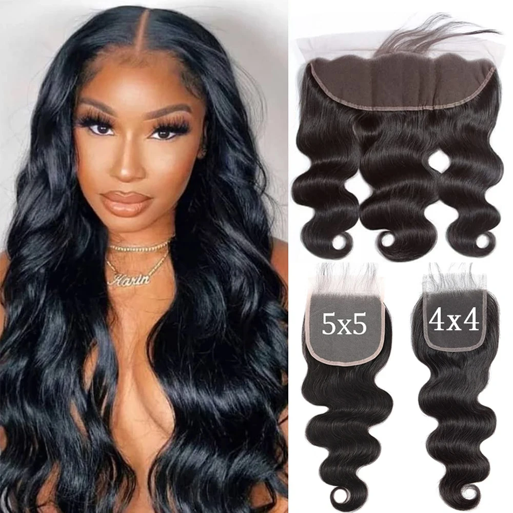 13x4 13X6 Body Wave Only Frontal And Closure Brazilian Human Hair 4x4 5X5 HD Soft Lace Closure 100% Remy Human Hair Pre Plucked