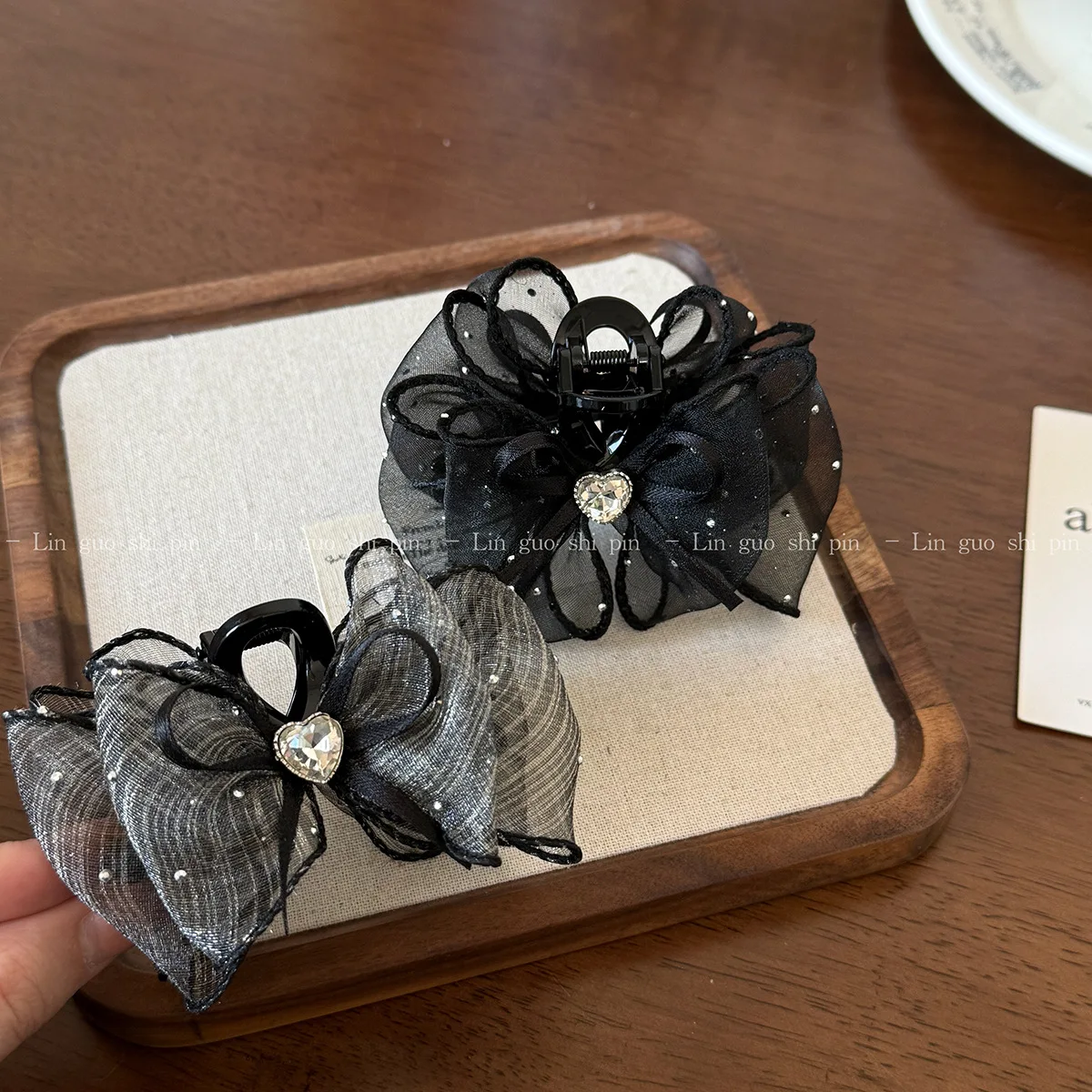 

Заколка-краб для волос в форме банта из сетчатой ткани, 1 шт., премиум-класса, для женских причесок «полупучок» и хвоста, в стиле фейрикор