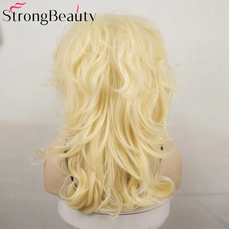 شعر مستعار اصطناعي طويل مجعد من سترونج بيوتي، شعر مستعار أشقر، شعر مستعار كوسبلاي لحفلات الهالوين للنساء