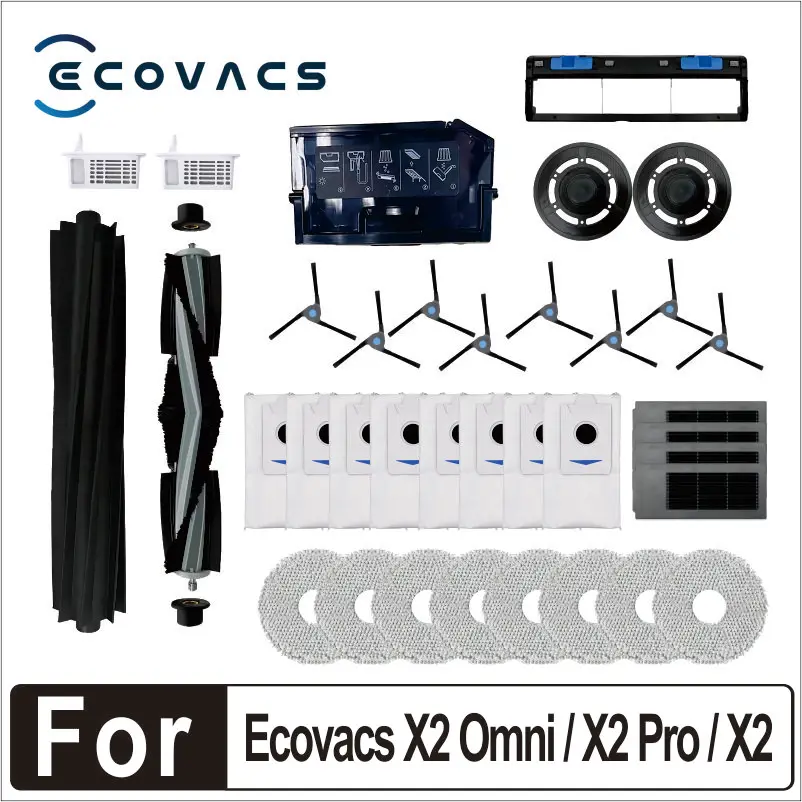 For Ecovacs Deebot X2 Omni/ X2 Pro Robot Vacuum Cleaner accessories Dust bag Hepa Filter Main Brush Mop holder Dustbin Parts