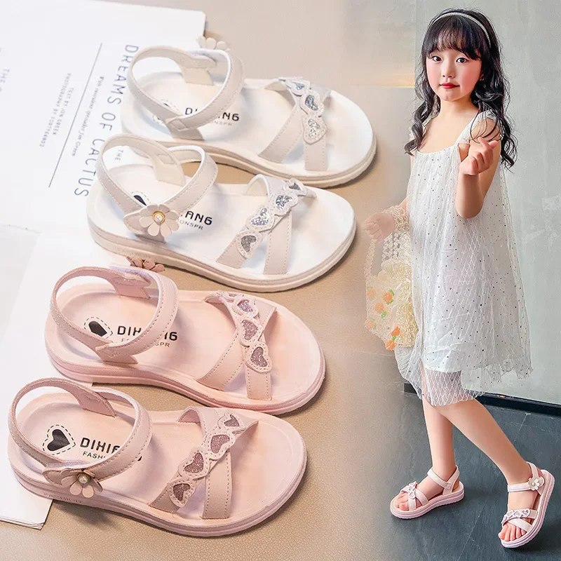 

Fashion Little Girls Soft Sole Baby Girl Robe and Slippers Popular Size 26-37 Girls Sandals Children Shoes Summer Flower Sandals