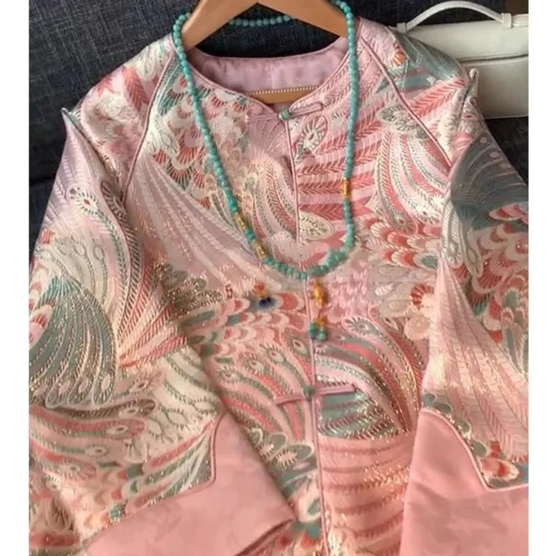 Women's New Chinese Style Song Dynasty Brocade Silk Top Embroidered Coat