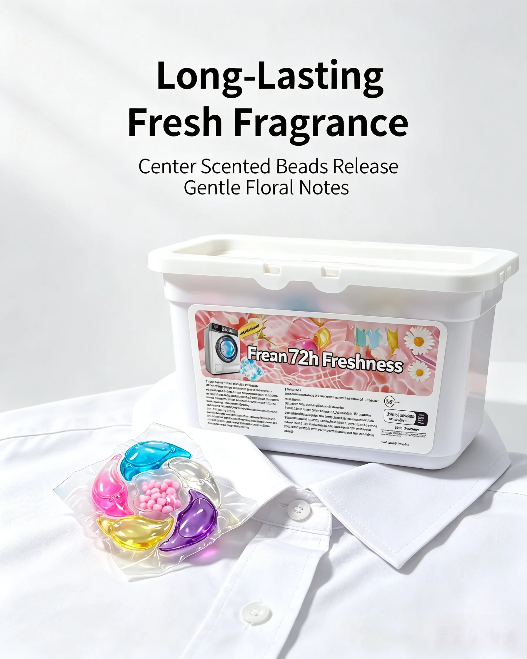 30 Count 6in1 Chamber Laundry Pods 10g Multi Color Stain Remover Whitening Softener Long Lasting Fragrance Detergent Gel Beads