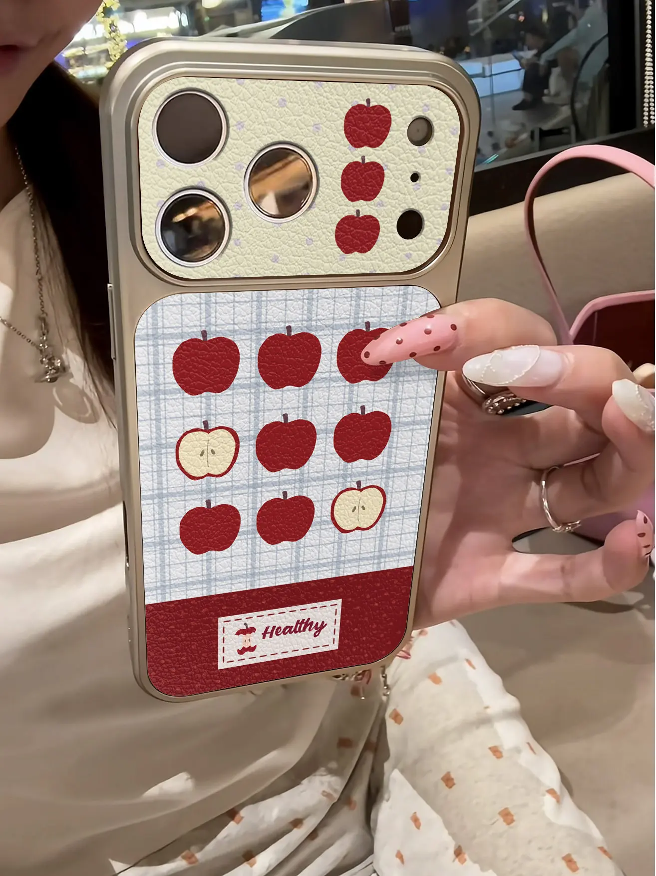 Koreanische Niedliche Welpen-Karo-Imitat 17 Handyhülle für iPhone 13 14 15 16 17 Pro Max 17Pro, Galvanisierter Stoßfänger, Stoßfeste Lederhülle – Detail 24