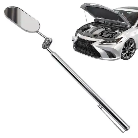 Automobile Repair Inspection Mirror Telescopic Mirror 360-Degree Rotating with LED Light Folding Elliptical Retractable Mirror