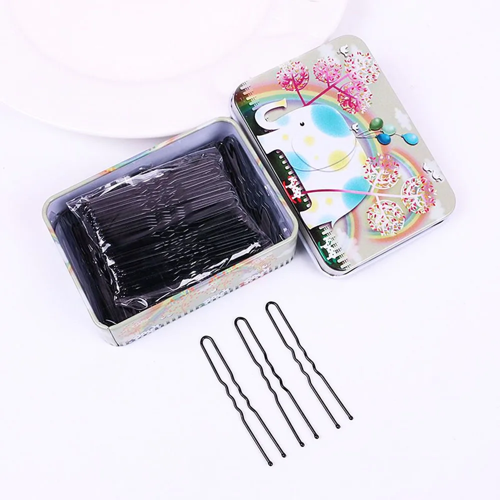 100pcs 5/6/7cm Hair Pins U Shaped Black With Storage Case For Women Girls Kids Hairclip Invisible Hairgrip For Bridal Wedding