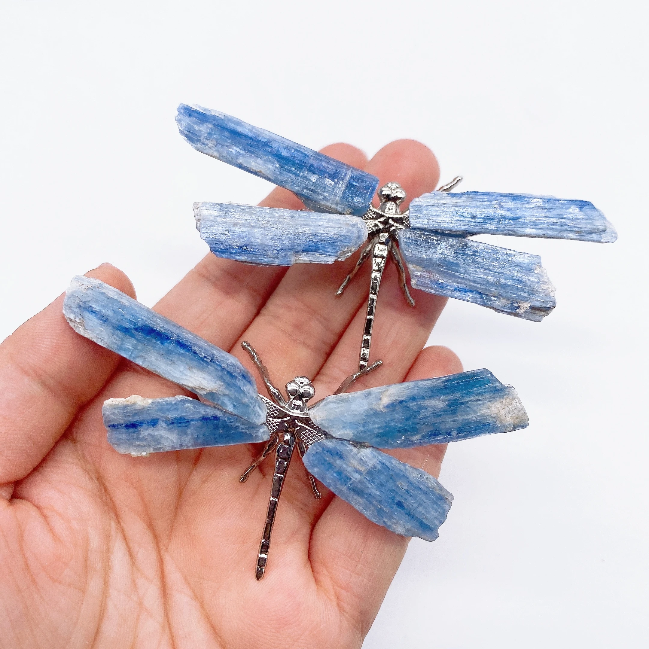 Natural Blue Kyanite Amethyst Dragonfly Figurine Crystal  spar crafts Butterfly Reiki Healing Mineral Home Garden Decor Gift