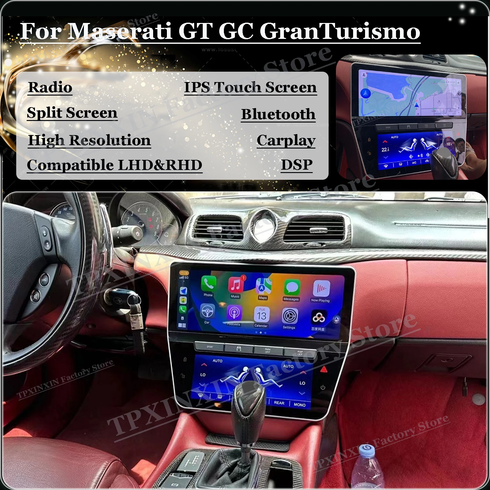 

LHD RHD Android Automotive Multimedia For Maserati GT GC GranTurismo 2007 2008 2009 2010-2015 GPS Navigation AC Board Head Unit