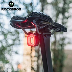 ROCKBROS Smart Bicycle Brake Light IPx6 Taillight Type-C Bike Tail Rear Light Auto Stop LED Riding Warning Safety Cycling Light