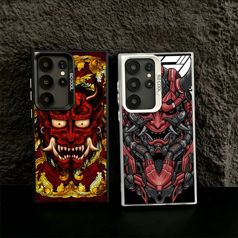 Japanese Cool Skeleton Samurai oni Mask Phone Case for Samsung S26 Ultra S25 Edge S24 FE S23 FE S22 Plus Galaxy S21 S20 Cover Ba