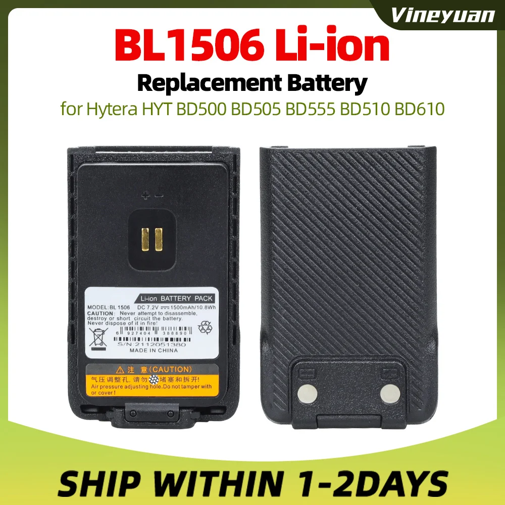 7.2V 1500mAh BL1506 Li-ion Replacement Battery for Hytera HYT BD500 BD505 BD506 BD555 BD510 BD610 Radios fits BL2018 Battery