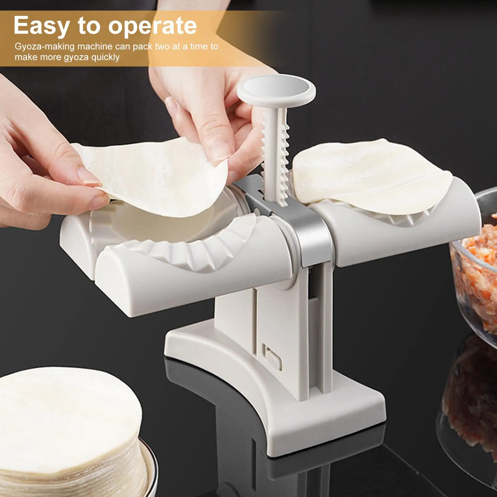 

Double Head Automatic Dumpling Maker Automatic Empanada Maker Wrap Two at A Time