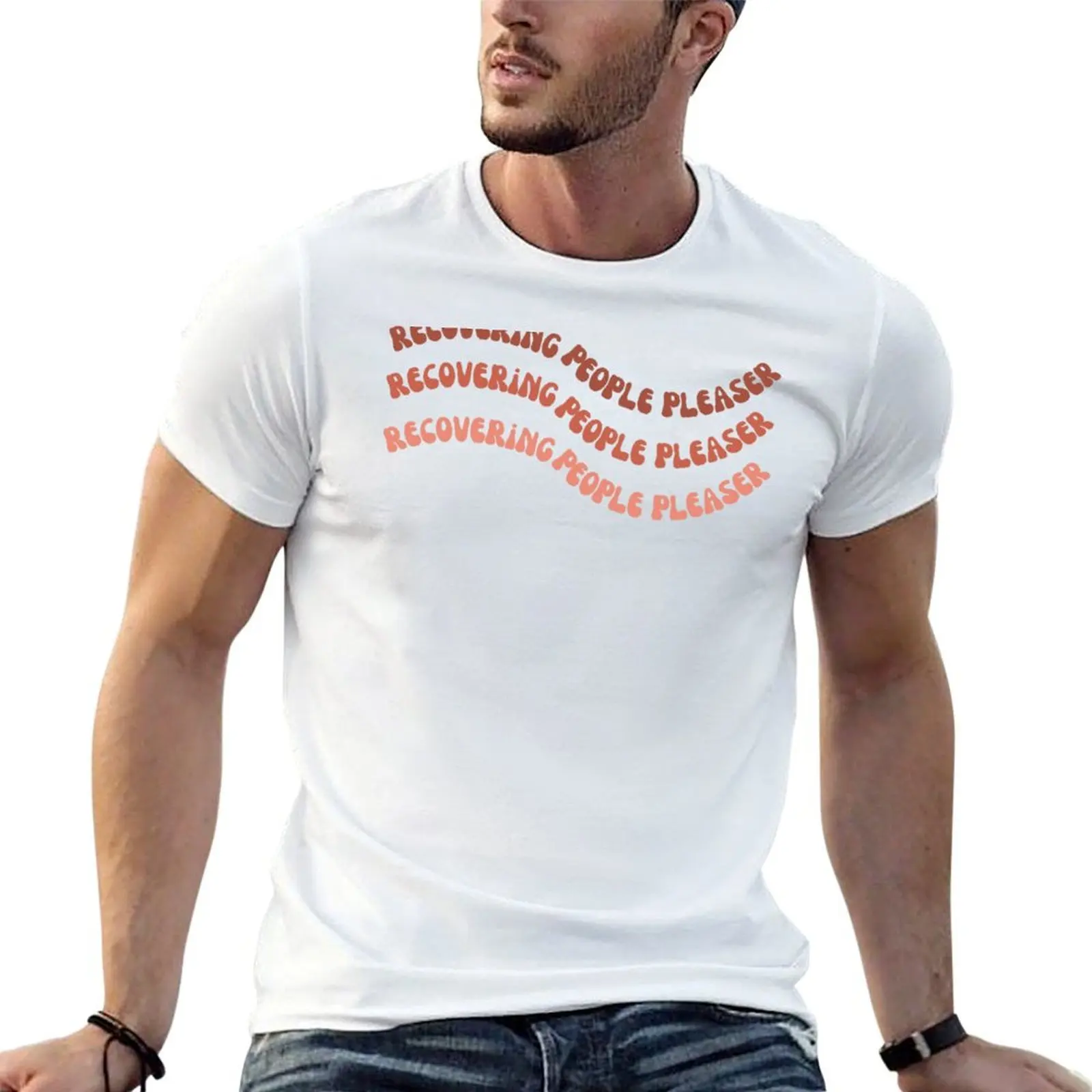 Camiseta Recovering People Pleaser, camisetas para hombre, paquete de camisetas de algodón blanco, camiseta de anime
