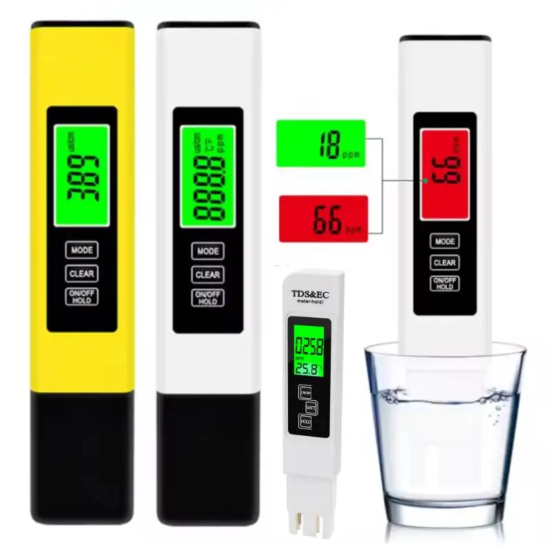 เครื่องวัดค่า TDS PH ดิจิตอล 4 in 1 สำหรับทดสอบน้ำ ความแม่นยำสูง 0.01ph ช่วงการวัด 0-9990ppm พร้อมวัดอุณหภูมิ TEMP และ PPM