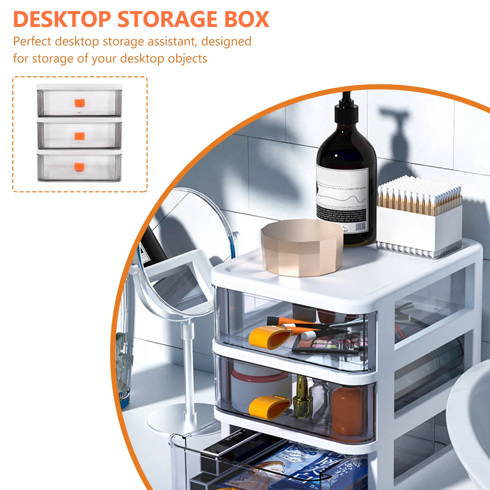 

1 pc Desktop Storage Box Multi- Transparent Organizer For Office Study Room Small Desk Sundries Holder Stationary