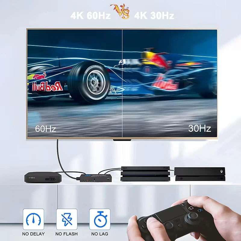 5 in 1 Out 4K HDR HDMI 2.0 Switcher 5X1 5 Ports 4K 60Hz HDMI Switch HDCP 2.2 HDR10 with IR Remote Control For PS5 Apple TV