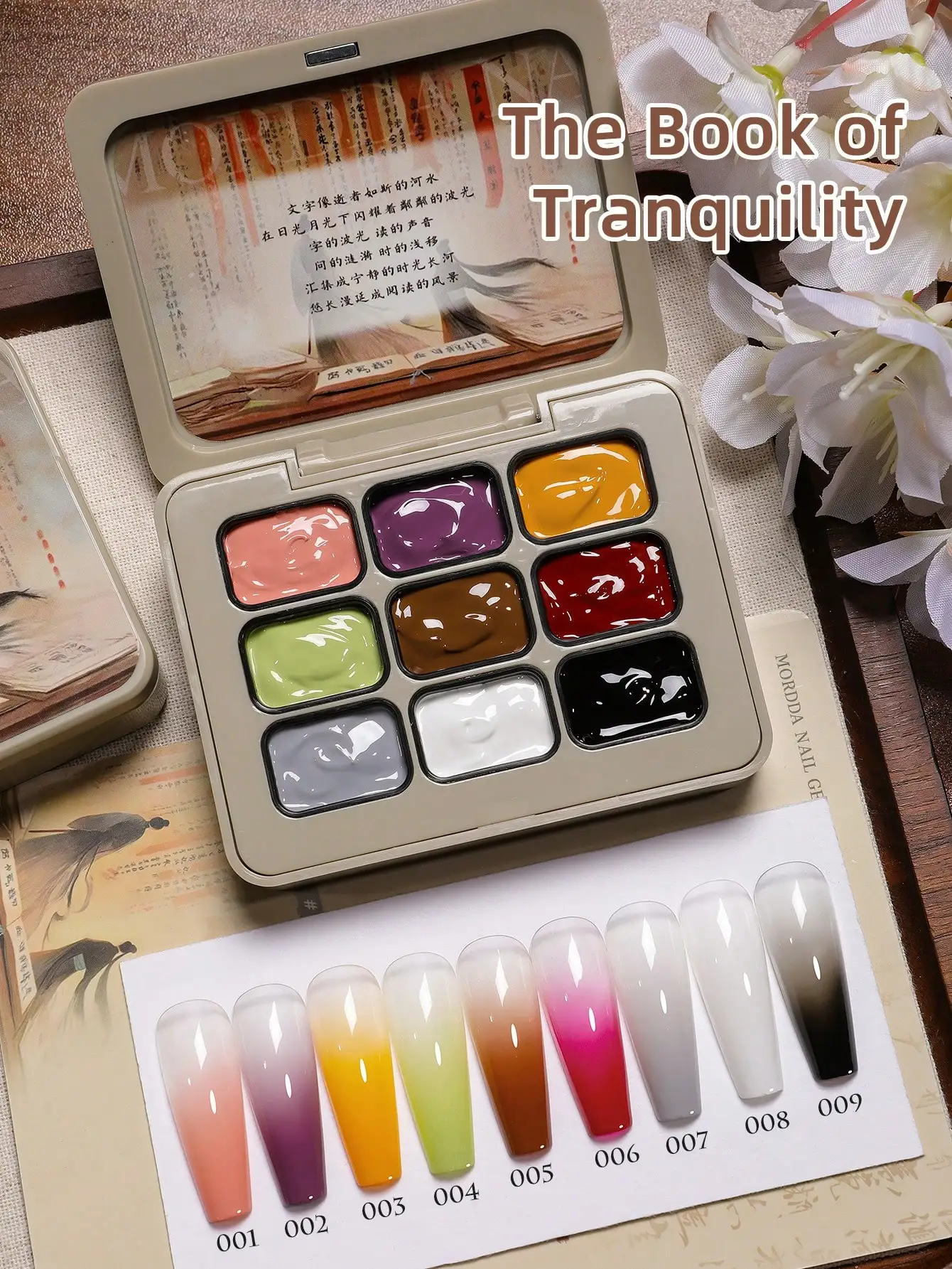 9 colores el libro de la transquilidad pegatina difuminada enlatada alta saturación Popular esmalte de uñas semisólido-Ning Jing Zhi Shu