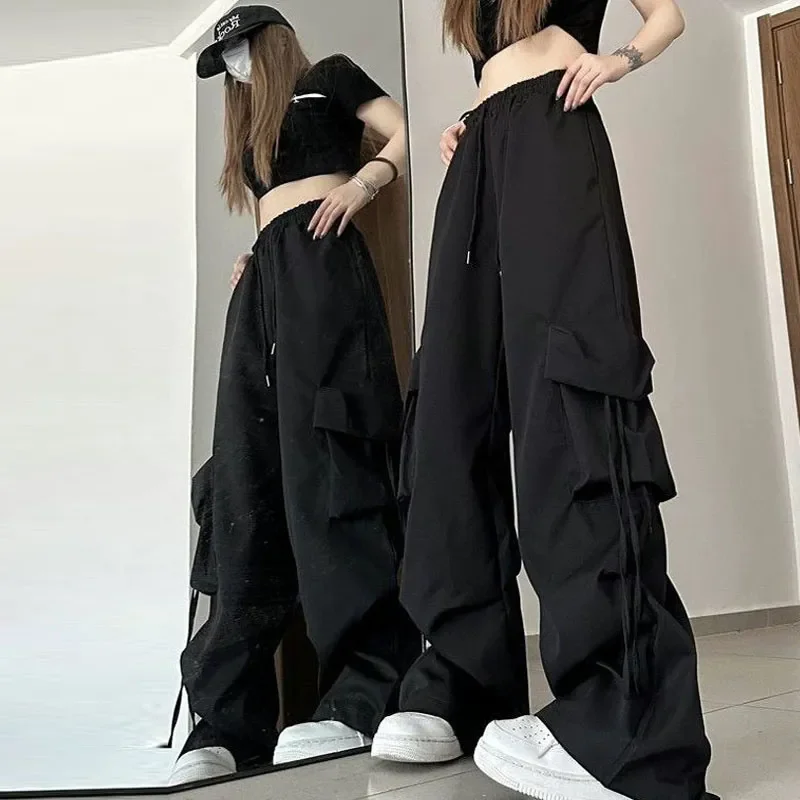 

Y2K Drawstring Pocket Cargo Pants Women Men Summer Vintage High Waist Baggy Trouser Female Harajuku Wide Leg Sweatpants 2025 New