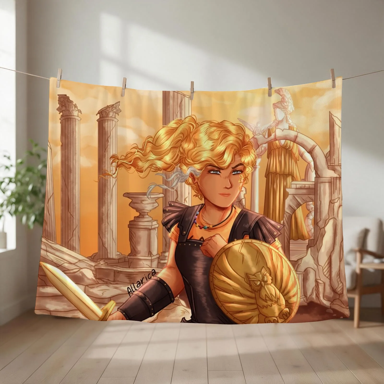 Annabeth Chase Gold Throw Blanket couch cozy soft plush fuzzy picnic outdoor blanket