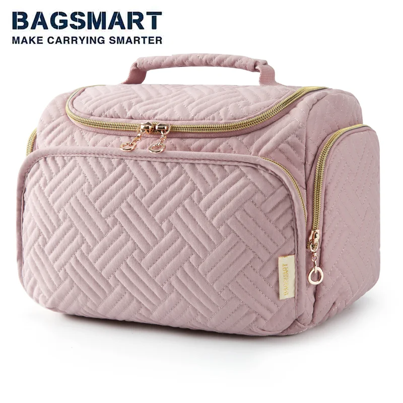 

BAGSMART Women's Cosmetic Bag Large Capacity Travel Toiletry Bag With Handle Waterproof Storage Makeup Organizer Cases