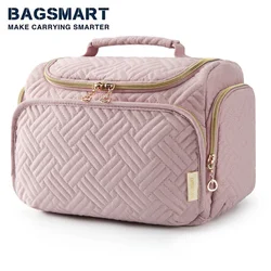BAGSMART-Trousse de toilette de voyage grande capacité pour femme, sac à cosmétiques avec poignée, rangement étanche, trousse de maquillage