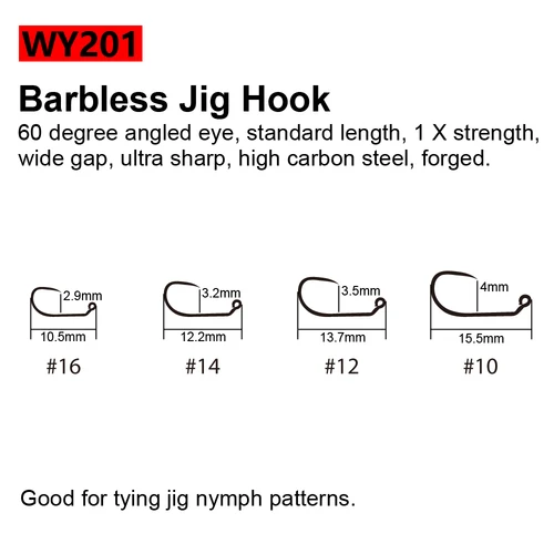 Imagen 2 del producto Wifreo, 100 Uds., anzuelos de atado de moscas sin púas, serpentina seca de ninfa, anzuelos de mosca Caddis húmedos, Material de atado de moscas para trucha, anzuelos de pesca con mosca