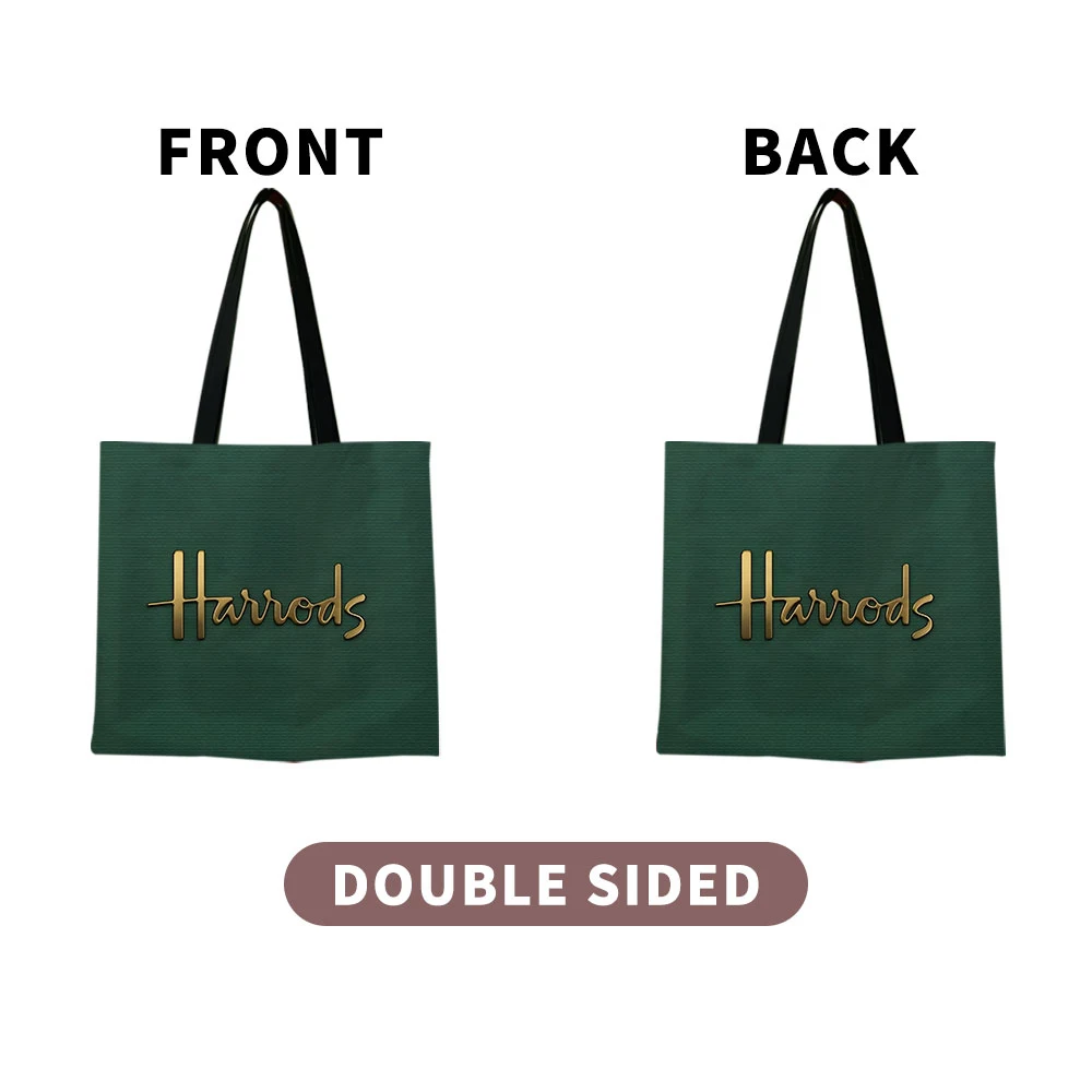 1 قطعة حقيبة حمل Harrods، حقيبة تسوق قابلة للطي، حقيبة تسوق قابلة لإعادة الاستخدام، حقيبة حمل مطبوعة فنية