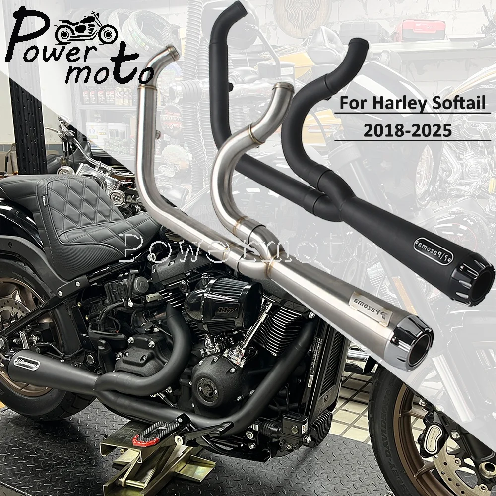 

Motorcycle Exhaust System Slip On Muffler Exhaust Pipe Tube For Harley Softail Low Rider Standard Street Bob Fat Bob Slim Deluxe